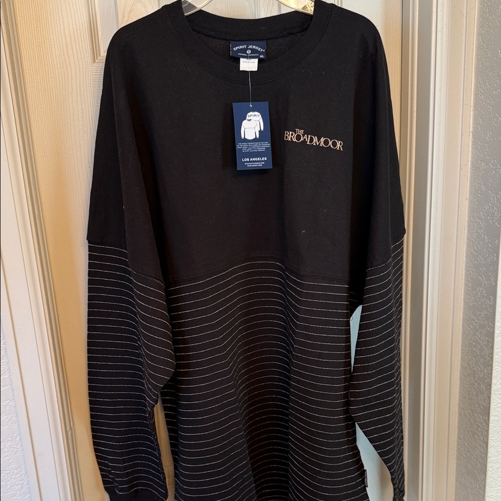 The Broadmoor Black Striped Crewneck Sweatshirt